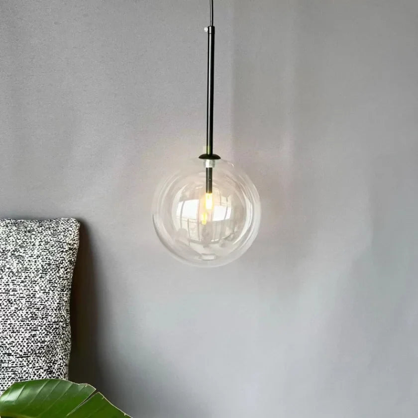 Suspension LED Boule Verre Moderne Métal