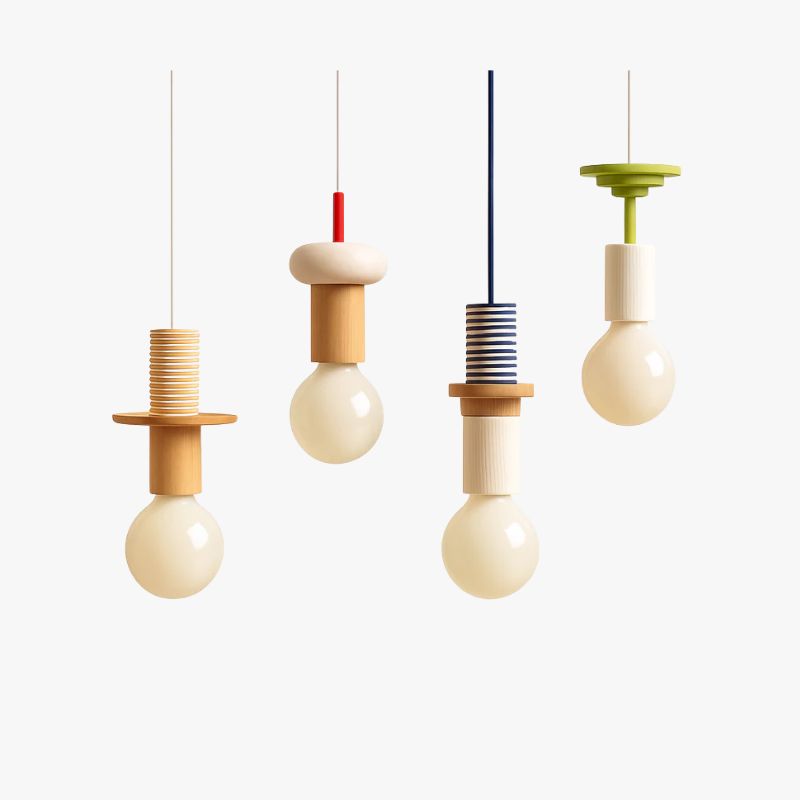 Suspension LED Bois Scandinave Moderne Blanc