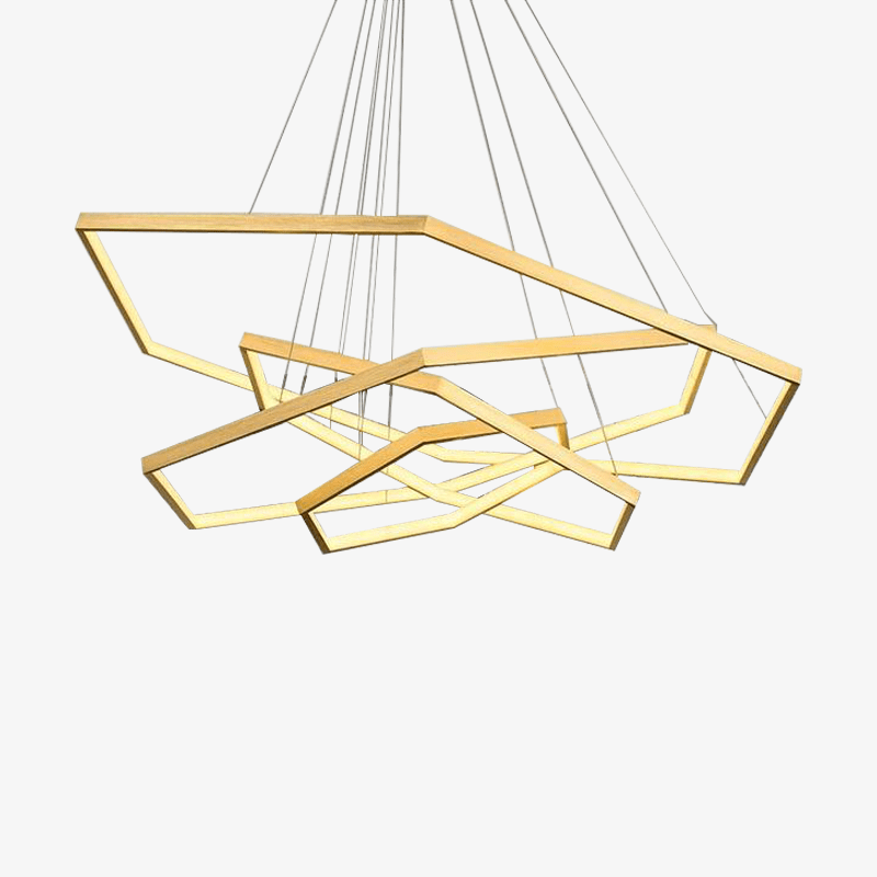 Lustre LED Doré Géométrique Design Luxe
