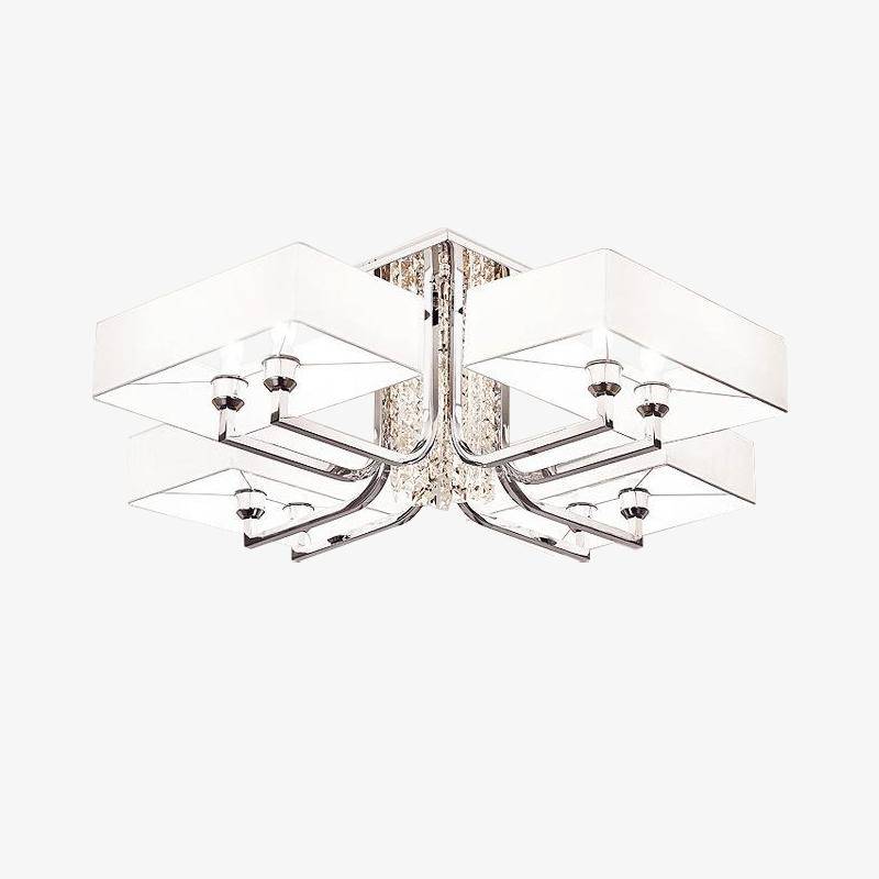 Lustre Design Cristal et Métal Chromé Blanc
