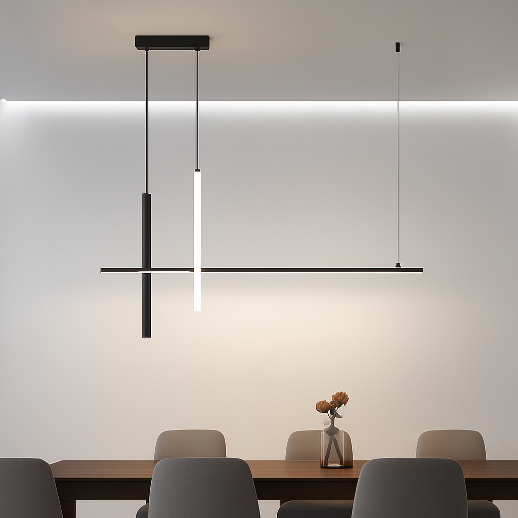 Lustre LED Minimaliste Dimmable Aluminium Noir/Blanc