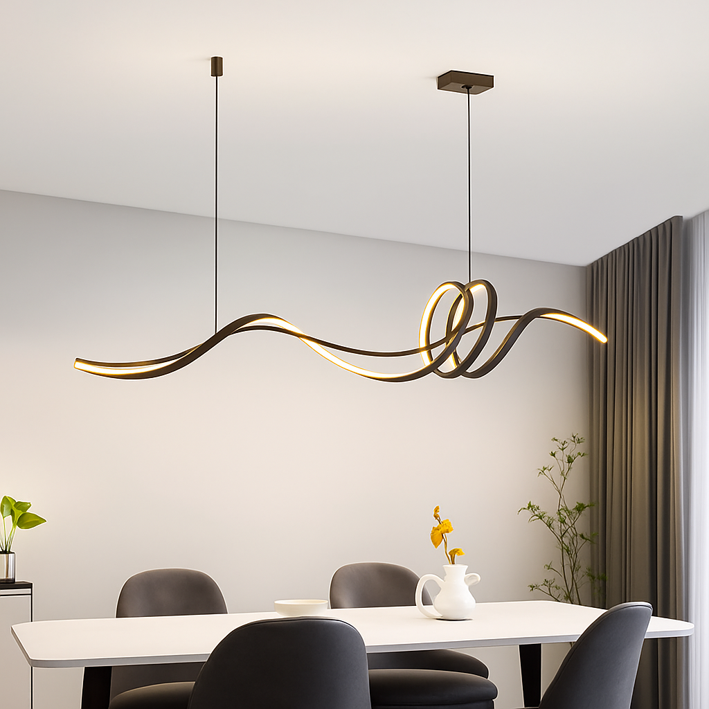 Lustre LED Moderne Striptips - Noir ou Blanc, 120/140cm