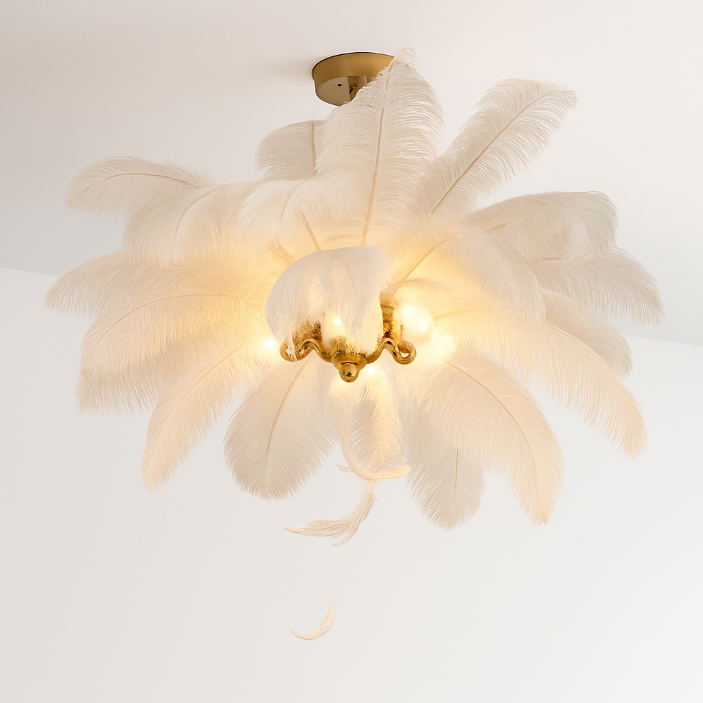 Lustre Plumes d'Autruche Scandinave LED