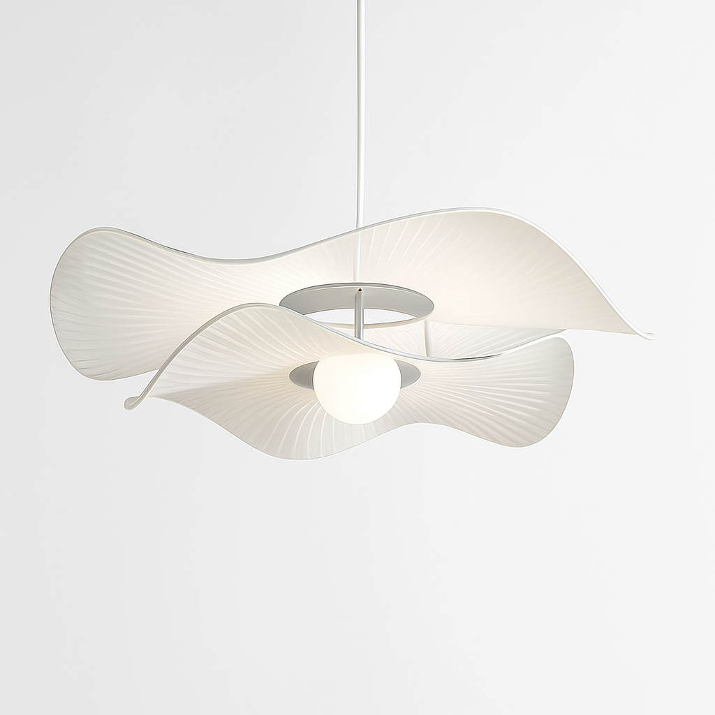 Lustre Suspension Vintage Scandinave Blanc Tissu LED