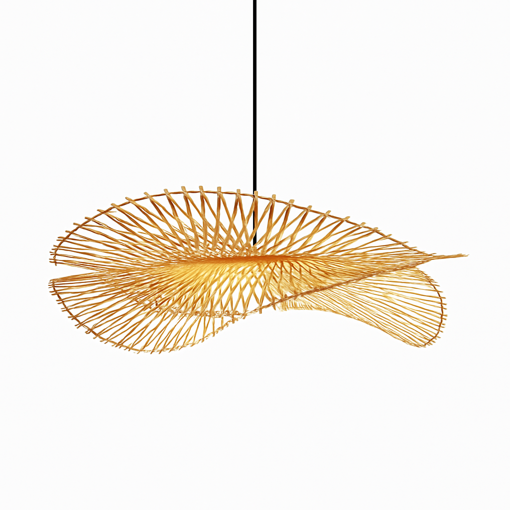 Lustre Suspension Bambou Tissé Artisanal - Ø35-85cm