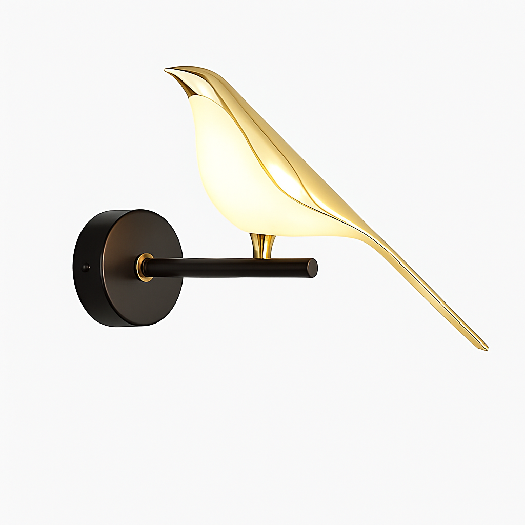 Lustre LED Oiseau Design Moderne Noir & Or