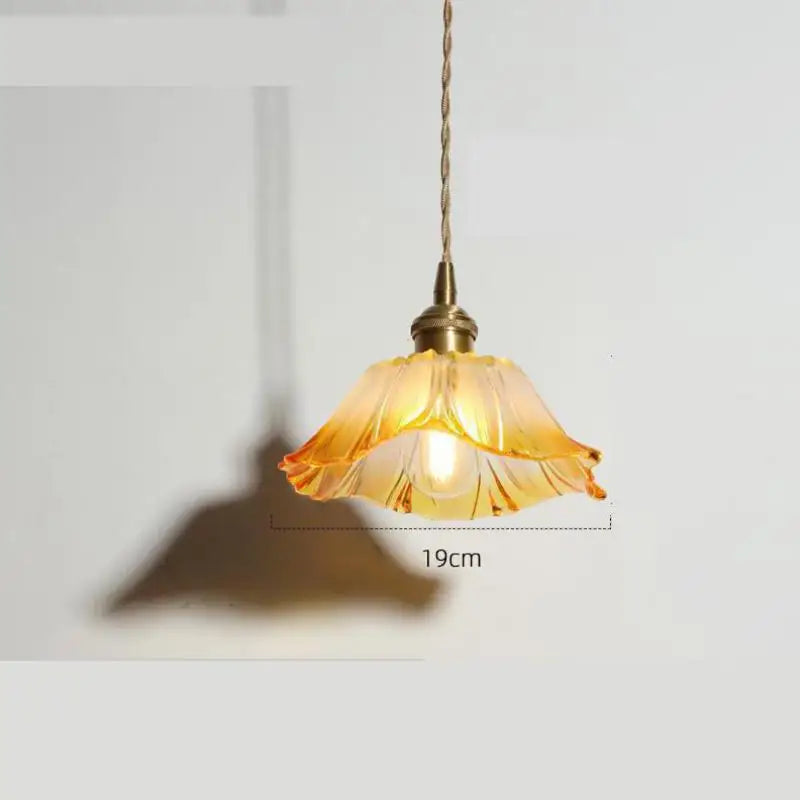 Suspension Japonaise Laiton & Verre Fleuri