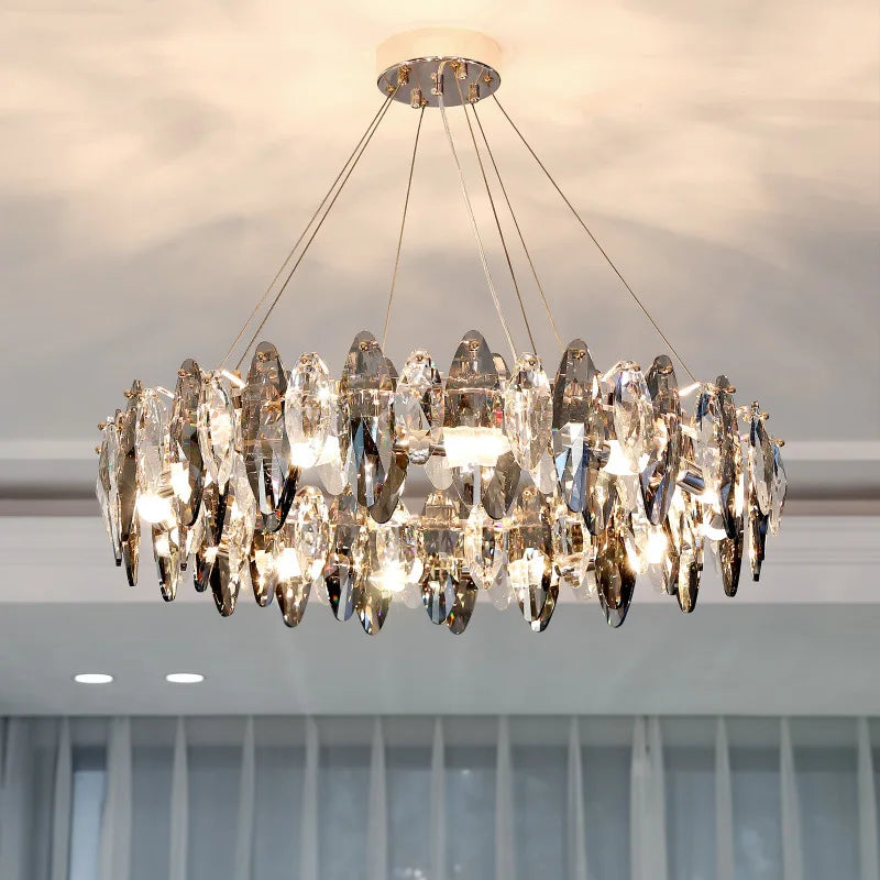 Lustre Cristal LED Moderne Chrome