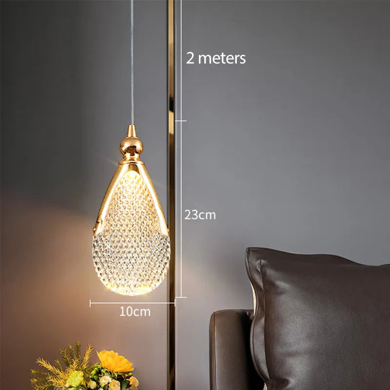 Lustre LED Cristal Doré Scandinave Moderne