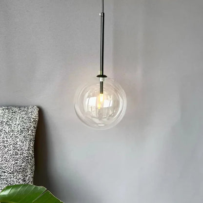 Suspension LED Boule Verre Moderne Métal