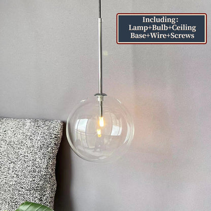 Suspension LED Boule Verre Moderne Métal