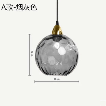 Lustre Suspension Verre Texturé Moderne Gris Fumé