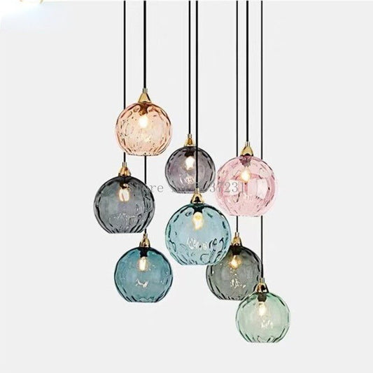 Lustre Suspension Verre Texturé Moderne Gris Fumé
