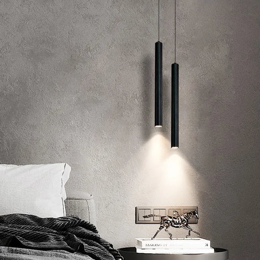 Suspension LED Cylindrique Design Nordique Noir
