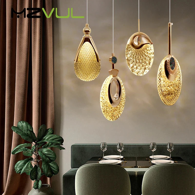 Lustre LED Cristal Doré Scandinave Moderne