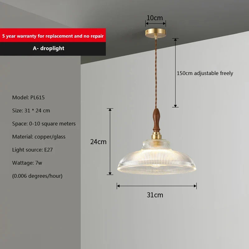 Suspension Moderne Verre & Cuivre Style Scandinave