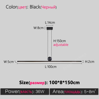 Suspension LED Design Minimaliste Noire Aluminium
