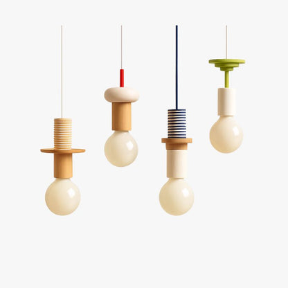 Suspension LED Bois Scandinave Moderne Blanc