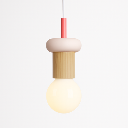 Suspension LED Bois Scandinave Moderne Blanc