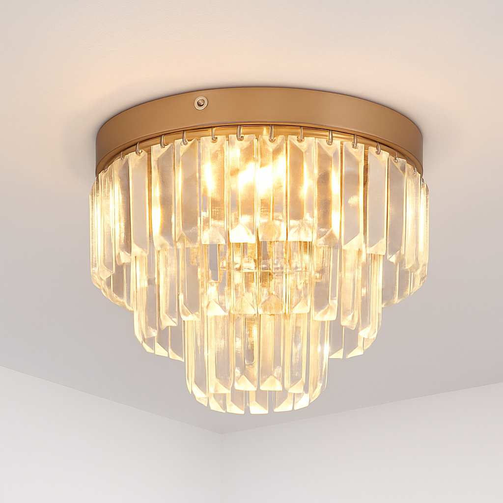 Plafonnier LED Cristal K9 Doré Moderne