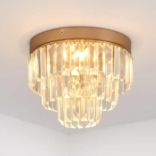 Plafonnier LED Cristal K9 Doré Moderne