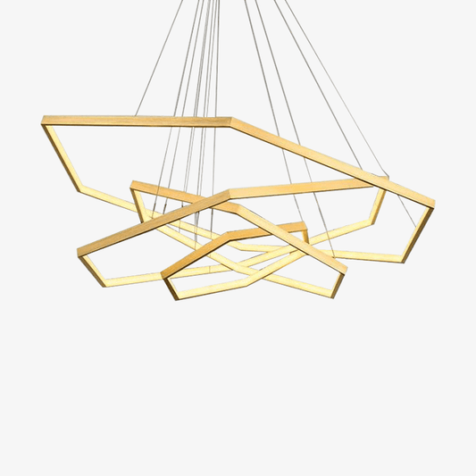 Lustre LED Doré Géométrique Design Luxe