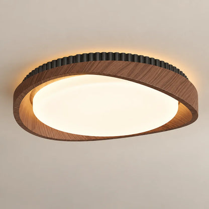 Lustre cercle bois | Noyer Doré