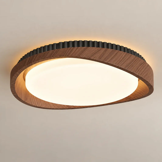 Lustre cercle bois | Noyer Doré