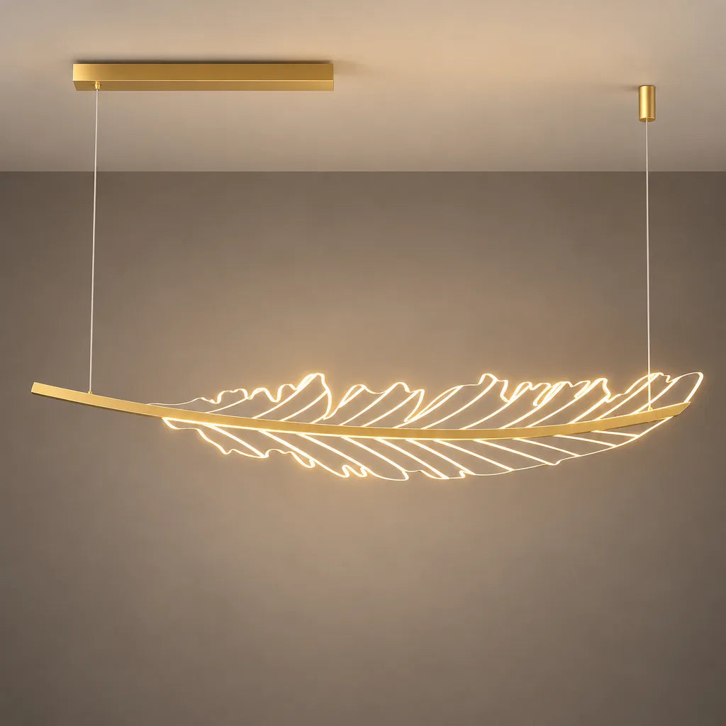 Lustre LED doré | Plume Lumina