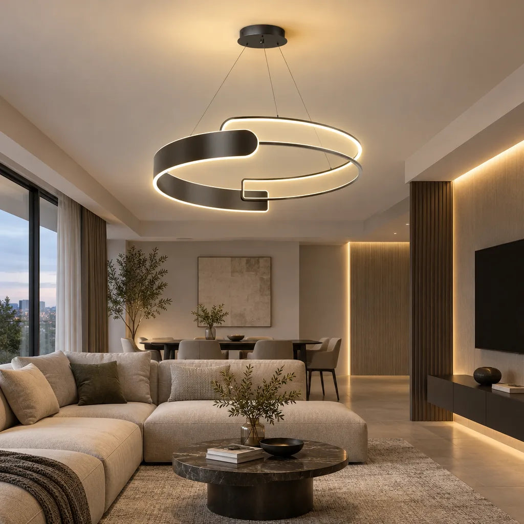 Lustre salon anneaux | Aethel Aura