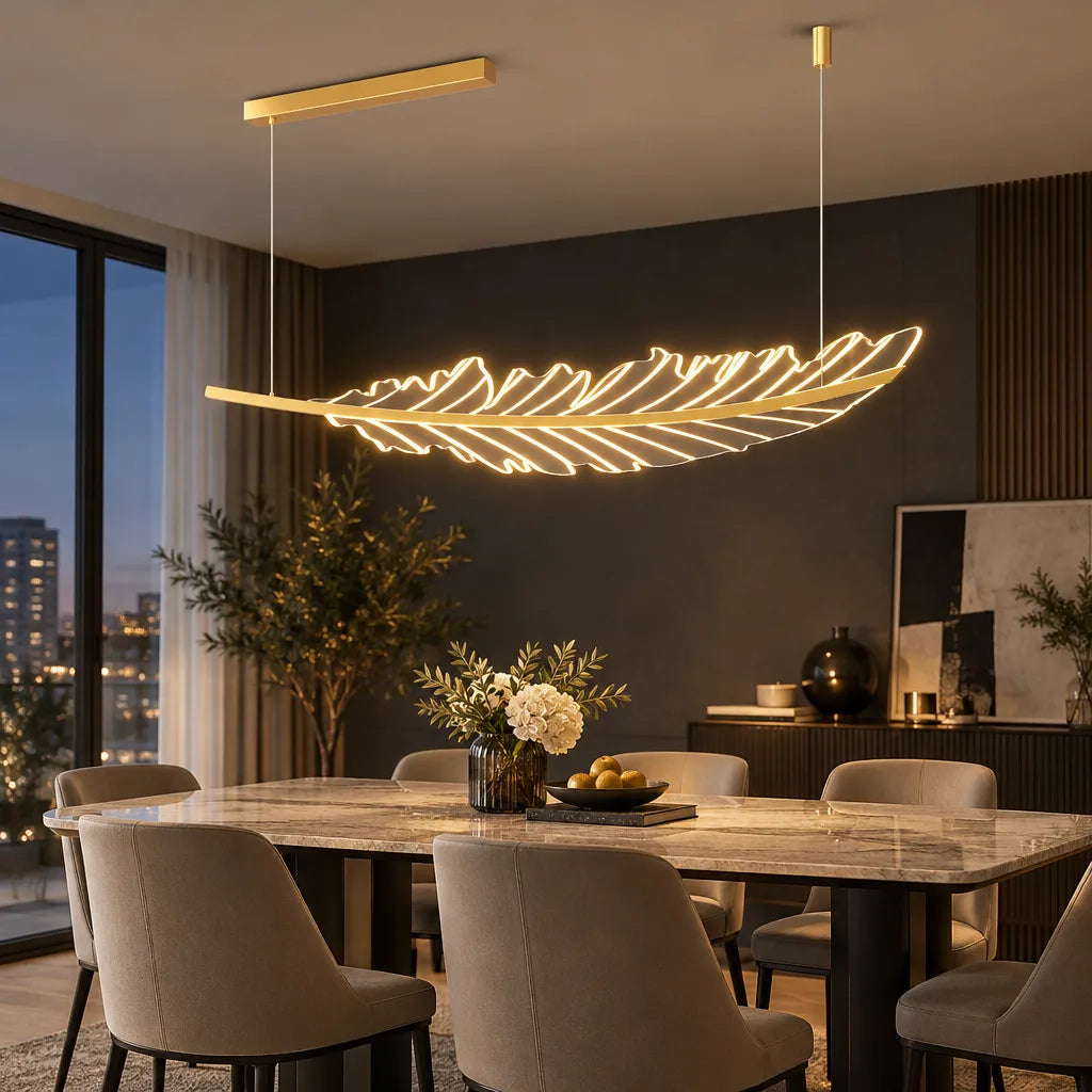 Lustre LED doré | Plume Lumina
