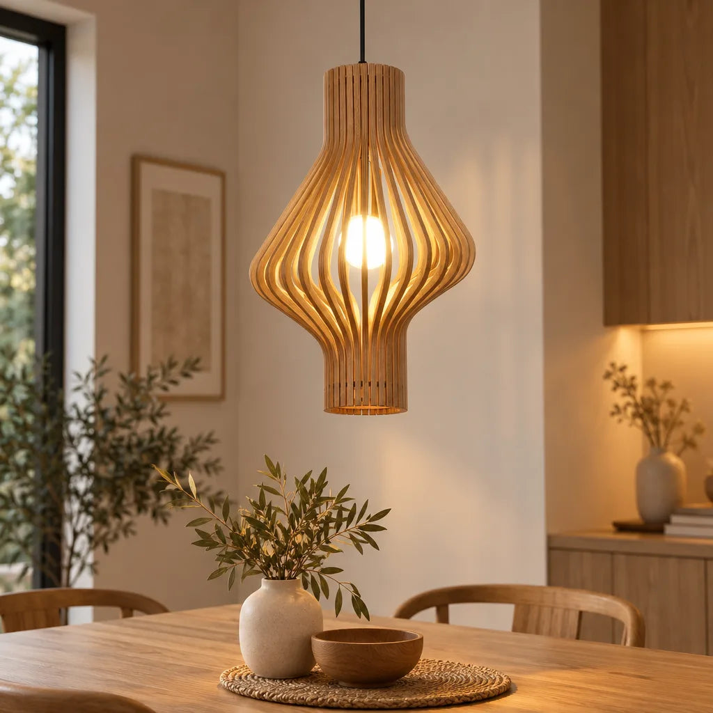 Lustre vase bois | Velora Nuit