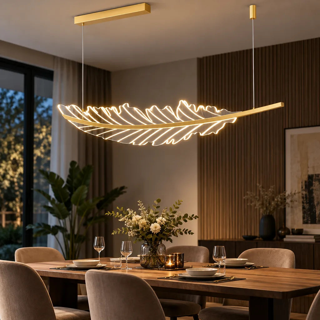 Lustre LED doré | Plume Lumina