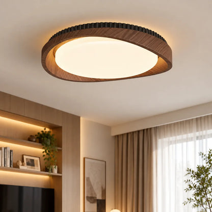 Lustre cercle bois | Noyer Doré