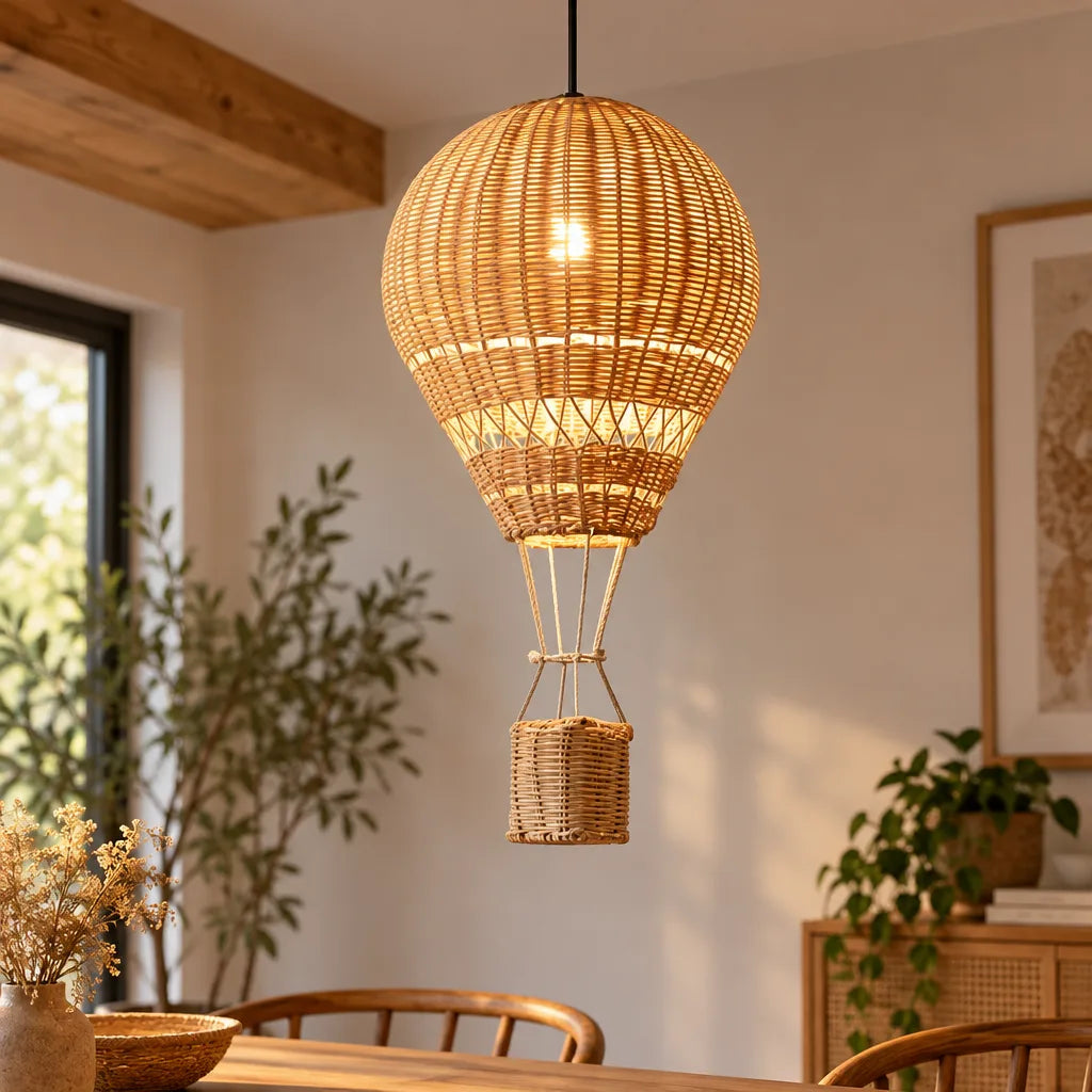 Lustre montgolfière rotin | Nefeli