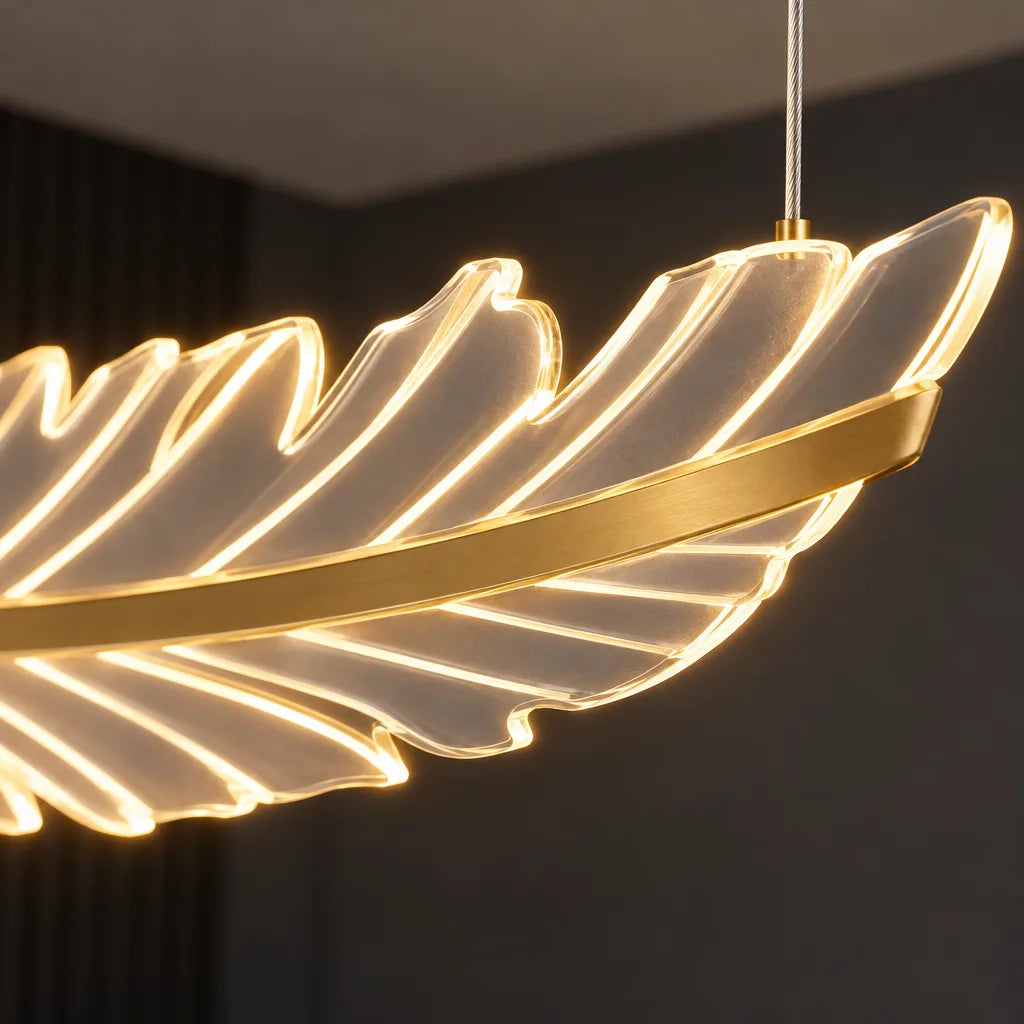 Lustre LED doré | Plume Lumina