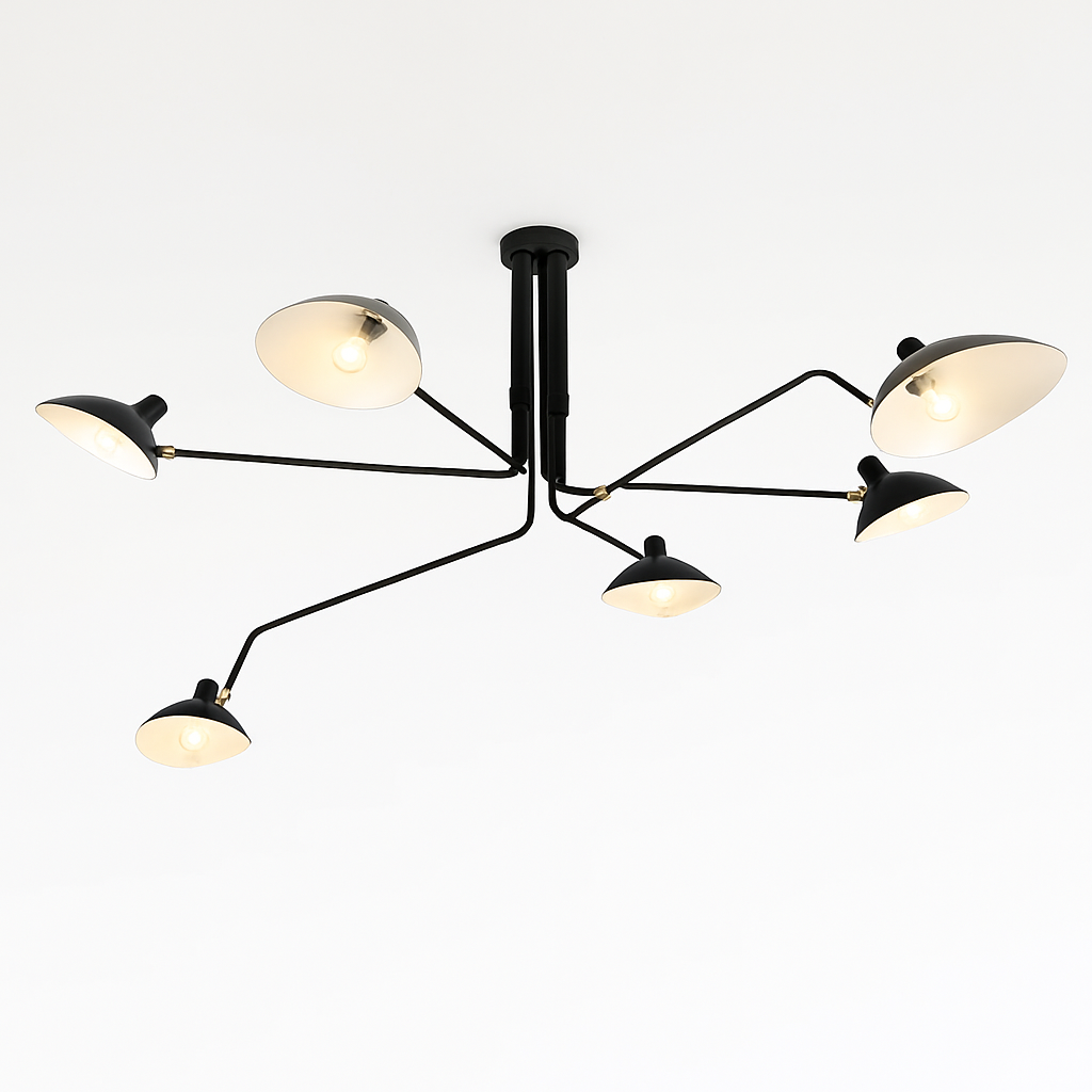 Lustre Araignée Fer Noir Style Industriel Vintage