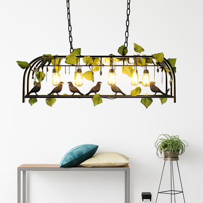 Lustre Cage à Oiseaux Industriel Rétro en Fer Forgé