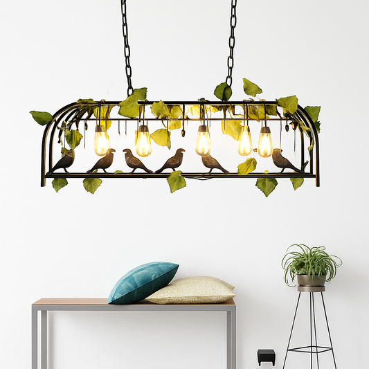 Lustre Cage à Oiseaux Industriel Rétro en Fer Forgé