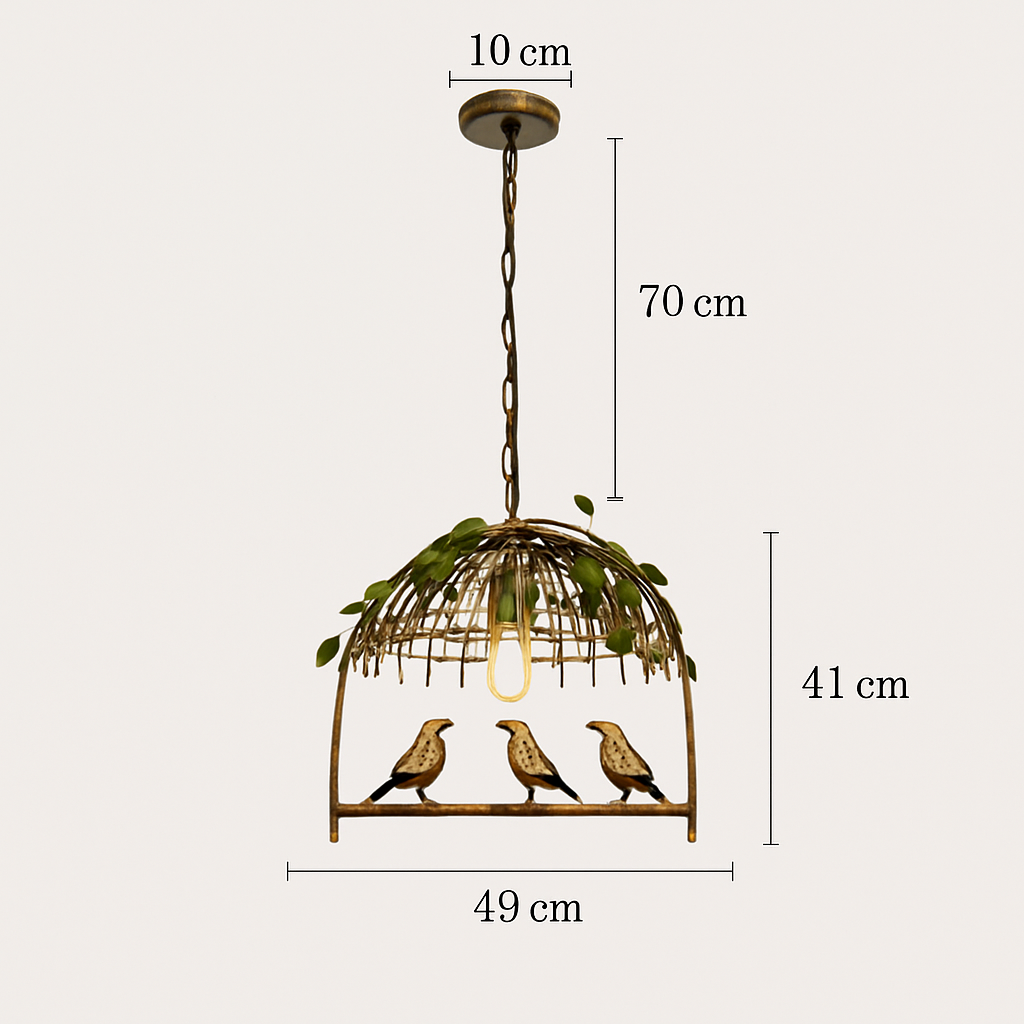 Lustre Cage à Oiseaux Industriel Rétro en Fer Forgé