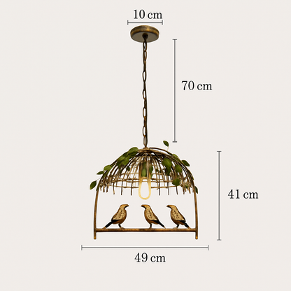 Lustre Cage à Oiseaux Industriel Rétro en Fer Forgé