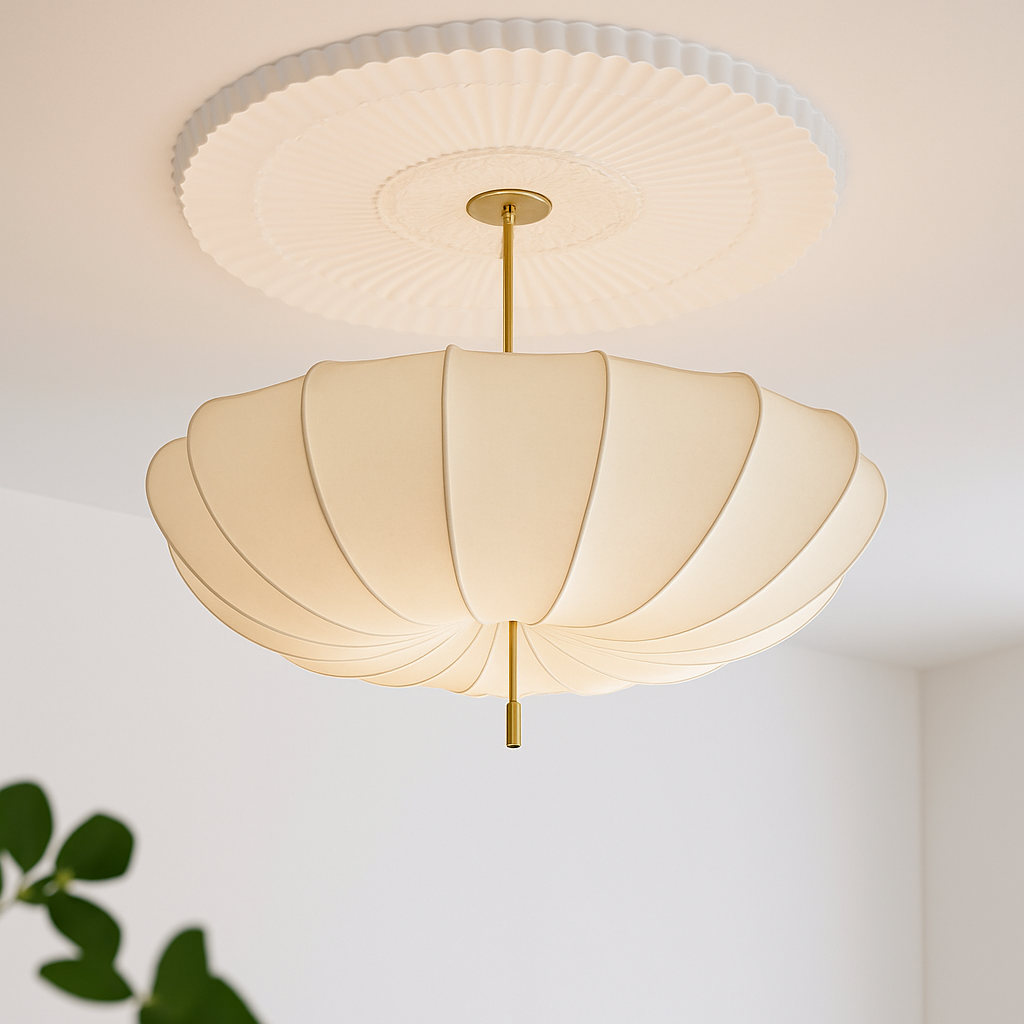 Lustre Vintage en Tissu Européen - Blanc ou Or