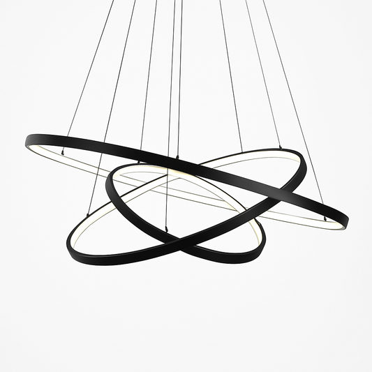 Lustre LED Design Anneaux Suspendus Noir ou Blanc