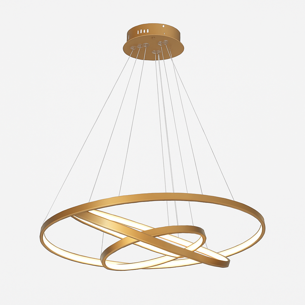 Lustre LED Design Anneaux Imbriqués Doré/Noir/Blanc
