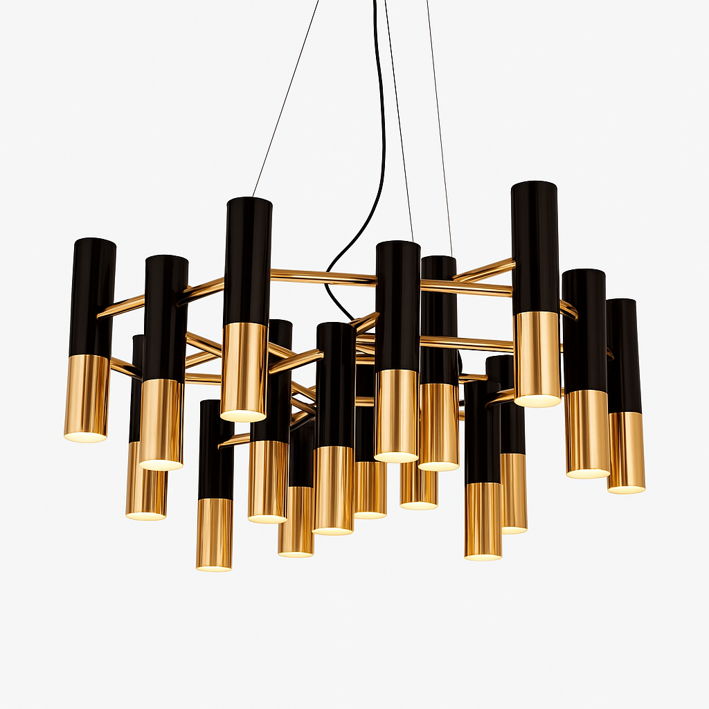 Lustre Design Métal Noir & Doré - Vintage & Moderne