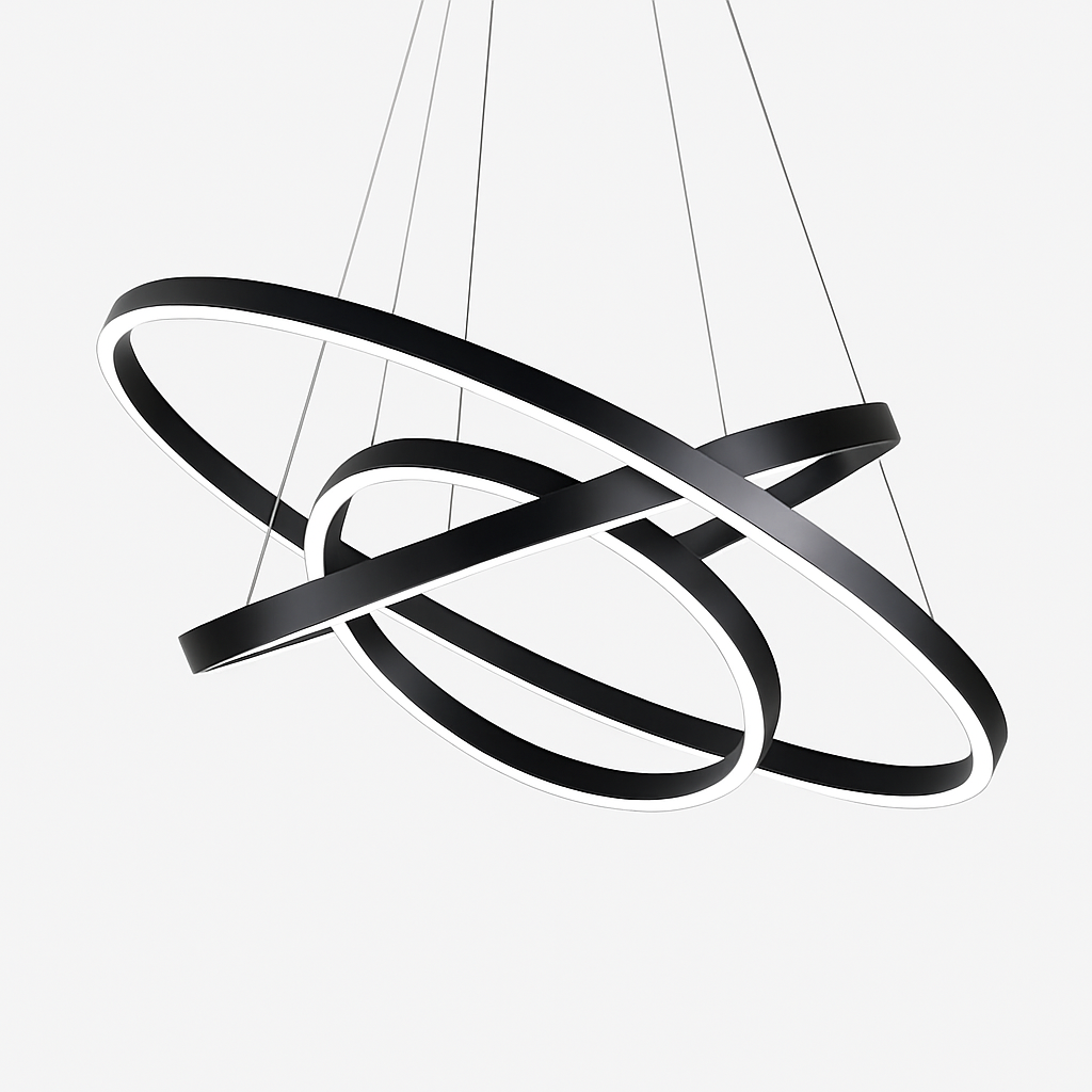Lustre Design Cercles Entrelacés Moderne - Aluminium Noir/Blanc/Doré/Cuivré