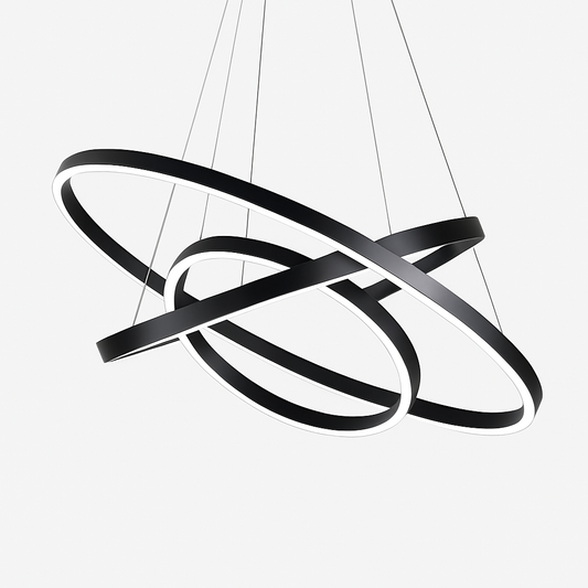 Lustre Design Cercles Entrelacés Moderne - Aluminium Noir/Blanc/Doré/Cuivré