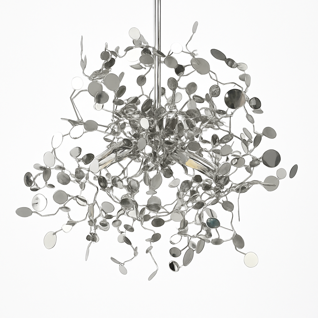 Lustre Design Feuillage Chromé ou Doré