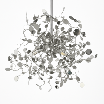 Lustre Design Feuillage Chromé ou Doré