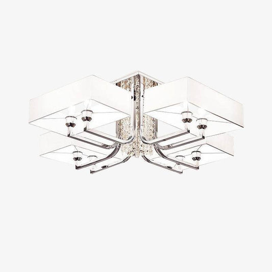 Lustre Design Cristal et Métal Chromé Blanc